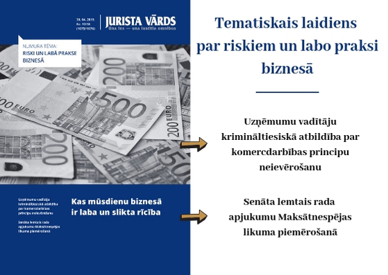 Riski un labā prakse biznesā - “Jurista Vārda” tematiskais numurs