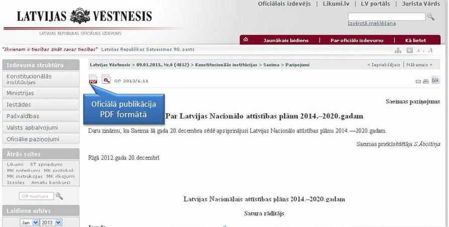 Nacionālais attīstības plāns: šodien pieejama tā oficiālā publikācija