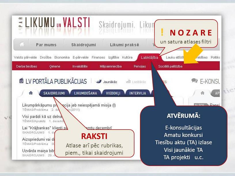 Jaunums lietotājiem: LV portāls piedāvā nozaru projektu