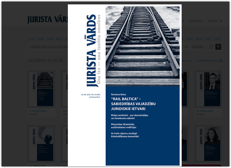 "Rail Baltica" - juridiskie ietvari. JURISTA VĀRDA numura tēma
