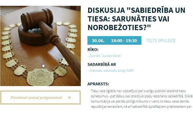 “Jurista Vārds” piedalīsies Sarunu festivālā LAMPA