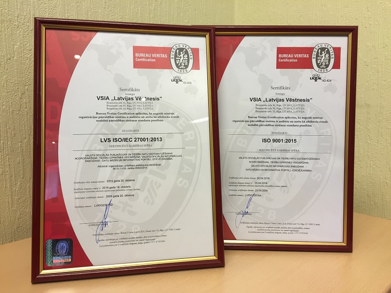 Oficiālais izdevējs nostiprina kvalitātes pārvaldības sistēmu 