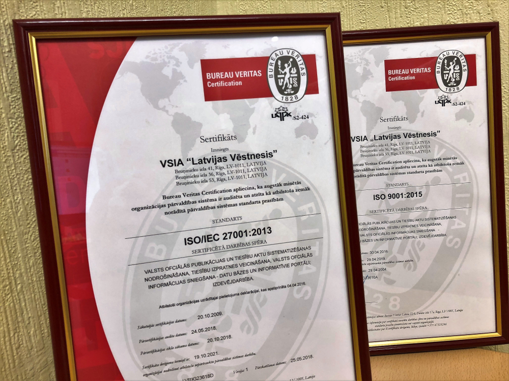 Oficiālais izdevējs pārsertificē informācijas drošības pārvaldības sistēmu un saņem sertifikātu