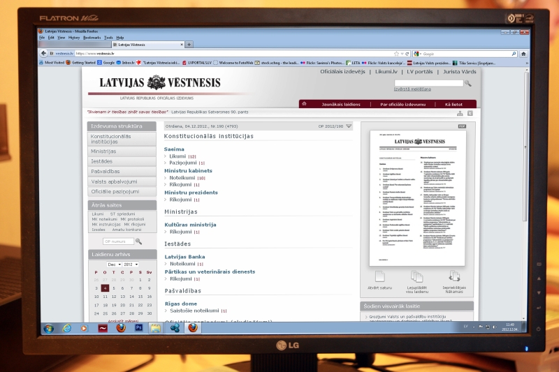 Nākamgad oficiālais izdevums "Latvijas Vēstnesis" - tikai elektroniski! 1.laidiens iznāks 2.janvārī