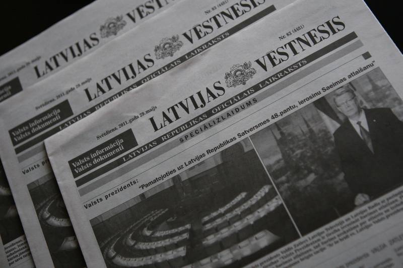 Valsts prezidenta rīkojums publicēts „Latvijas Vēstneša” speciālizdevumā