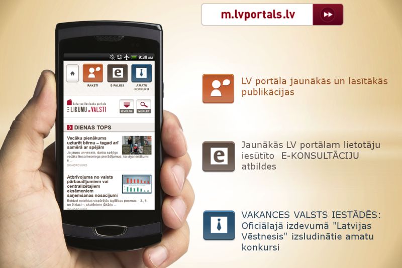 LV portāla jaunums - mobilā versija  m.lvportals.lv 