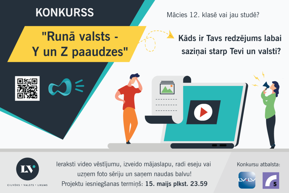 Aicinām jauniešus piedalīties projektu konkursā “Runā valsts – Y un Z paaudzes”