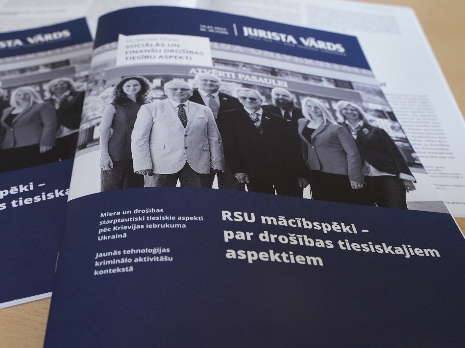 "Jurista Vārda" un RSU sadarbībā tapis tematiskais izdevums par sociālās un finanšu drošības tiesību aspektiem
