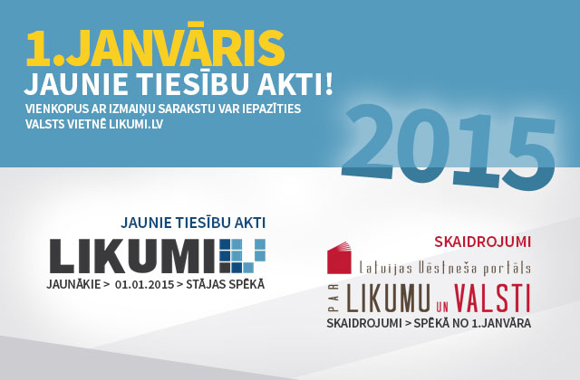 Likumu izmaiņas no 2015.gada 1.janvāra