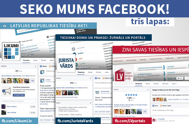 „Likumi.lv” un „Jurista Vārds” izveidojuši Facebook lapas