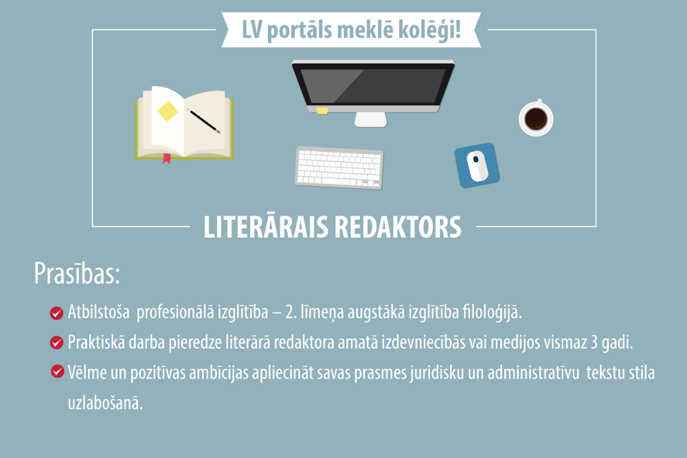 LV portāla redakcija steidzami meklē kolēģi – literāro redaktoru